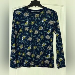 Lands End Simply Relaxed Floral Shirt